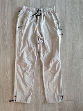 Lightweight Drawstring Cargo Pants - Beige
